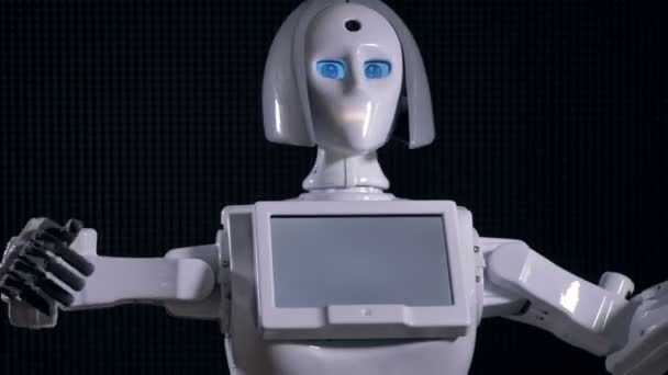 Un movimiento rápido con un robot haciendo gestos y asintiendo . — Vídeos de Stock