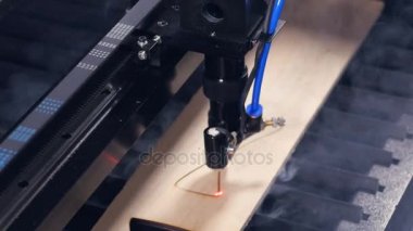 Ahşap lazer kesim makine çalışma. 4k.