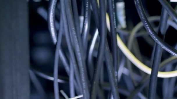 Câbles, fils dans un superordinateur. Concept d'exploitation minière crypto-monnaie. 4K .