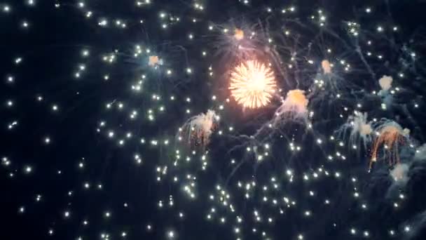 Fogos de artifício Feliz Ano Novo. 4K . — Vídeo de Stock