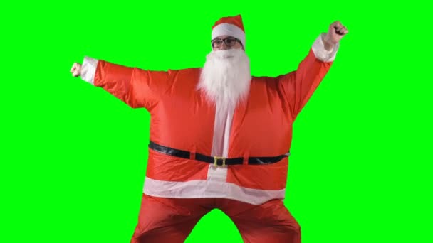 Santa Claus dansen maken sexy beweegt. — Stockvideo