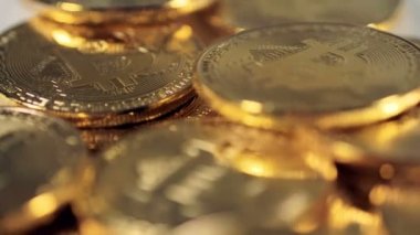 Makroyu görüntüleme sanal internet Bitcoin Btc. Cryptocurrency kavramı.