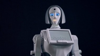 Biyonik robot aramaları onun biyonik kol ile el hareketi.