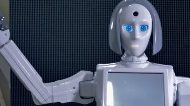 Robot hallo, biyonik kol jestlerle diyor.