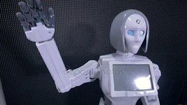 Kadın robot hallo diyor.