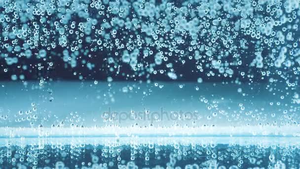 Prachtige bubbels in het water. Donker blauwe achtergrond. Slow motion. — Stockvideo