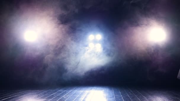 Una silueta de una bailarina saltando en un escenario oscuro . — Vídeos de Stock