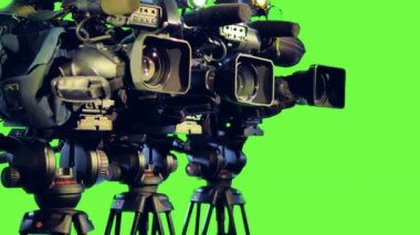 Yeşil bir ekran üzerinde profesyonel camcoders yayın.