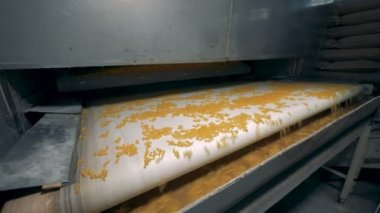 Spagetti üzerinde konveyör taşıma ve bir taşıyıcı düşen.