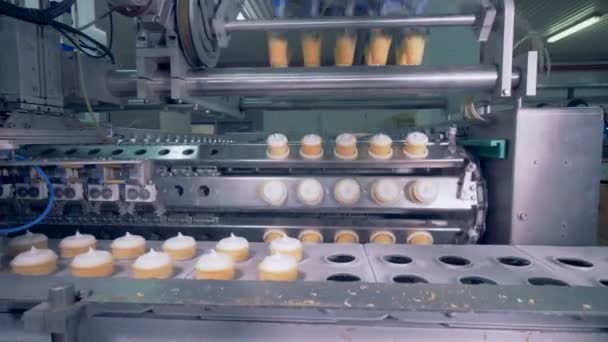 Der Prozess der Eiscreme-Produktionslinie in einer Fabrik. — Stockvideo