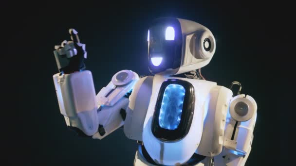 Ευτυχισμένος ρομπότ που πληκτρολογείτε αριθμούς. — Αρχείο Βίντεο