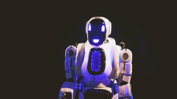 Robot bianco fa afferrare e tenere i movimenti . — Video Stock