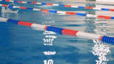 Kadın bir yüzücü bir havuzda trenler.