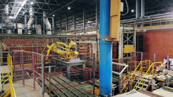 Equipo robótico en la fábrica moderna . — Vídeo de stock