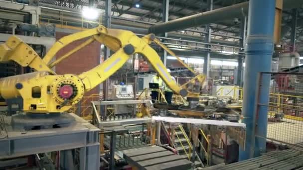 Usine avec deux travailleurs et un complexe de machines — Video