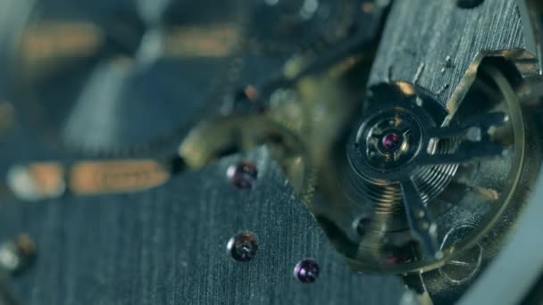 Werking uurwerk mechanisme krijgt licht-up — Stockvideo