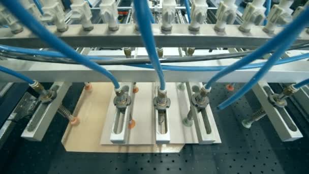 Industrial conveyor is fabricating cardboard covers — Stock Video