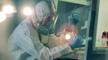 Koruyucu giysi araştırmacısı aşıyı geliştirirken koronavirüs antikorları üzerinde çalışıyor..