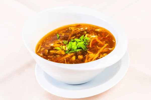 Chinese Spicy Sour Soup Chicken White Plate — Stock Photo, Image