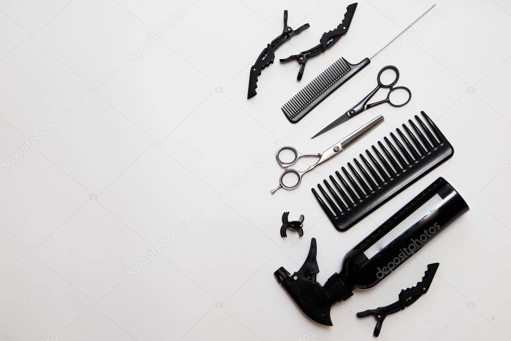 Professional hairdresser tools, isolated on white