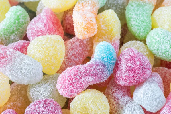 Close-Up van kleurrijke Candy. Samenstelling met lekkere gelei snoepjes — Stockfoto