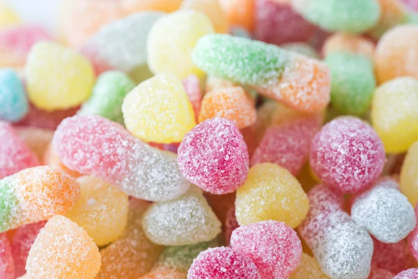 Premier plán cukorkát színes. Összetétele a finom zselés cukorka — Stock Fotó