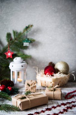 Noel arka plan. Noel kompozisyon. Noel hediyesi