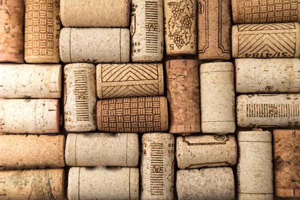 Padrão de fundo close-up de muitas rolhas de vinho diferentes — Fotografia de Stock