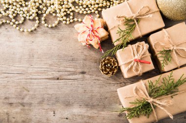 Noel kompozisyon. Noel hediyeleri kopya alanı ile