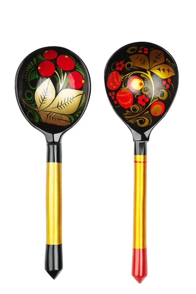 Russian traditional painted spoons on the white background — Stock Photo, Image