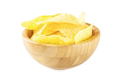 Beyaz arka plan üzerinde izole kase cips