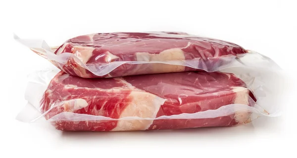 Taze dana biftek için sous vide pişirme, üzerinde beyaz izole