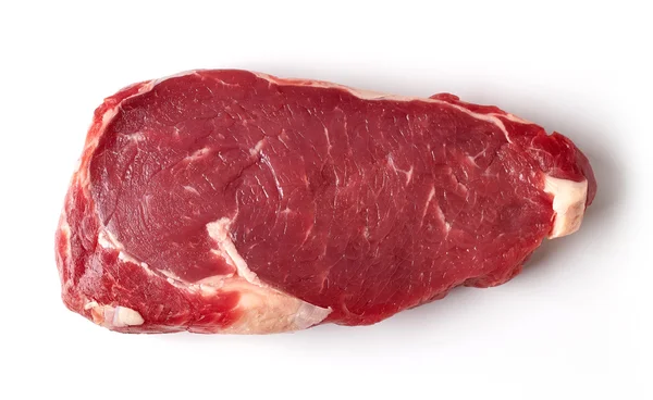 Carne fresca de res cruda aislada en blanco, desde arriba — Foto de Stock