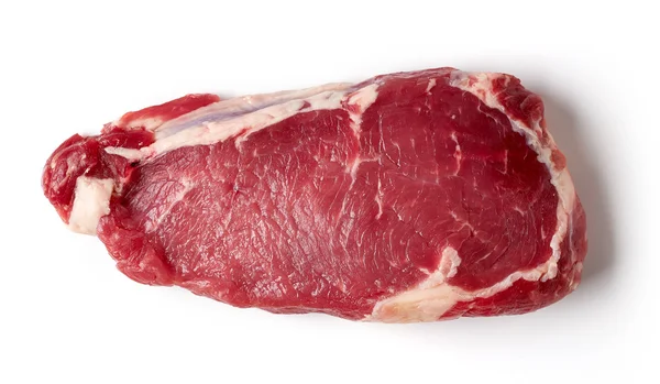 Carne fresca de res cruda aislada en blanco, desde arriba — Foto de Stock