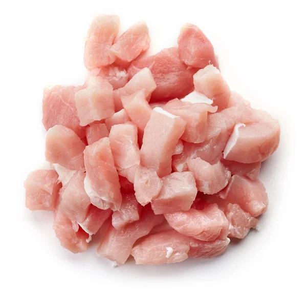 RAW domuz eti beyaz, yukarıdan izole kesmek — Stok fotoğraf