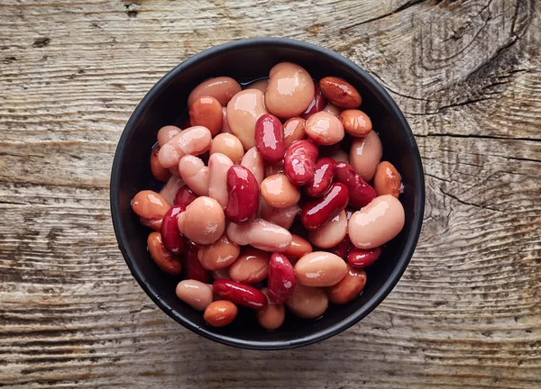 Bowl of canned beans from above