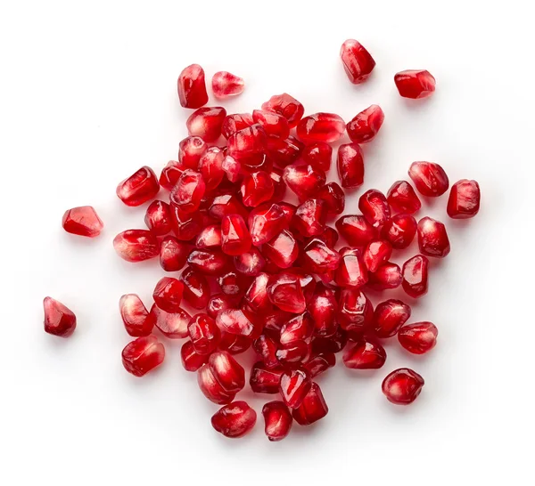 Yukarıdaki beyaz izole taze pomegrante tohum yığını