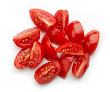 Yukarıdaki beyaz izole kiraz domates loblar