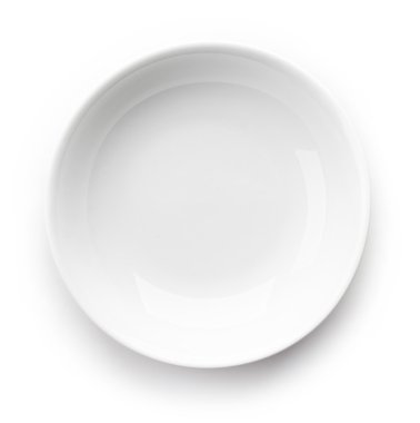 Yukarıdaki beyaz izole beyaz boş kase