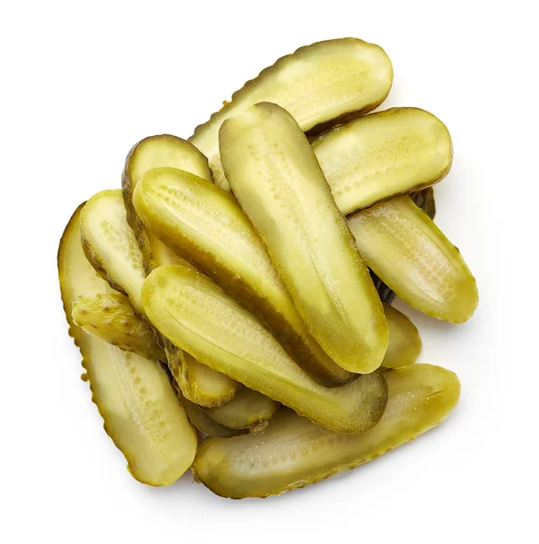 Montón de rodajas de pepino en escabeche desde arriba — Foto de Stock