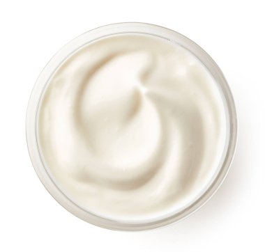 Beyaz, en iyi görünüm izole cam kapta krem