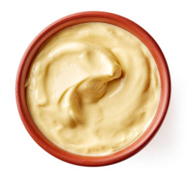 Yukarıdaki beyaz izole kil kase mayonez