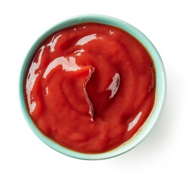 Beyaz zemin üzerine ketçap ya da domates sosu