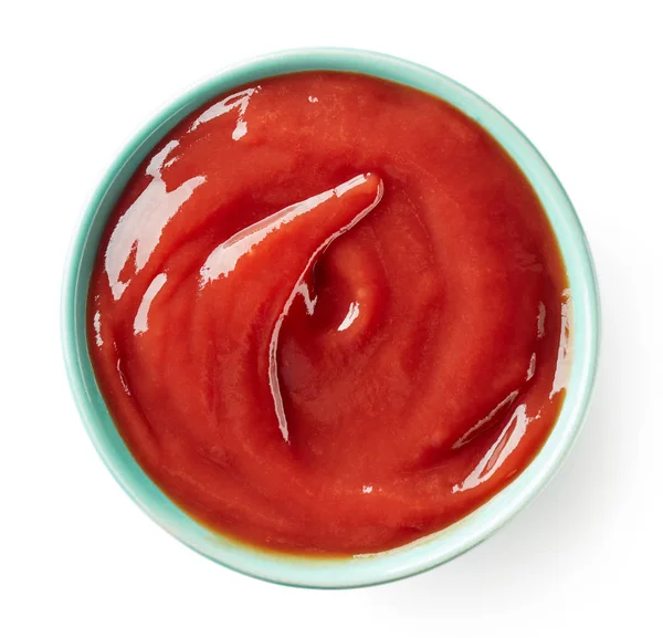 Ketchup ou molho de tomate no fundo branco — Fotografia de Stock