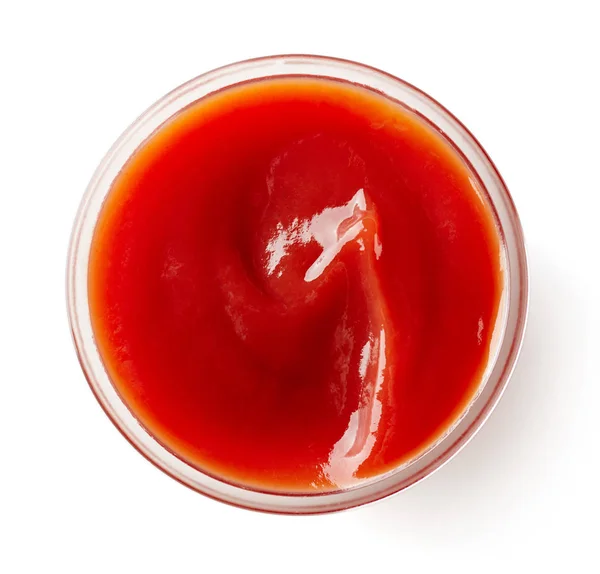 Ketchup ou molho de tomate no fundo branco — Fotografia de Stock