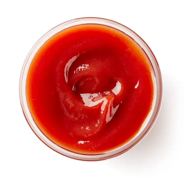 Kečup nebo rajčatová omáčka na bílém pozadí — Stock fotografie
