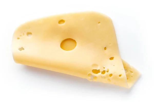 Sýrové řezy izolované na bílém, shora — Stock fotografie