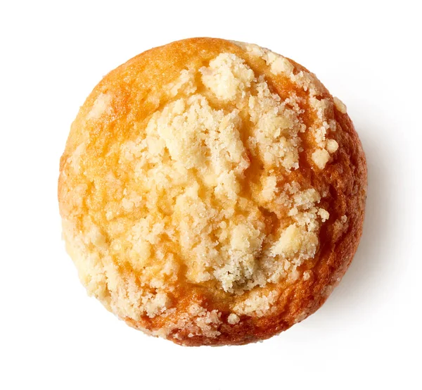 Muffin de mirtilo isolado em branco, de cima — Fotografia de Stock