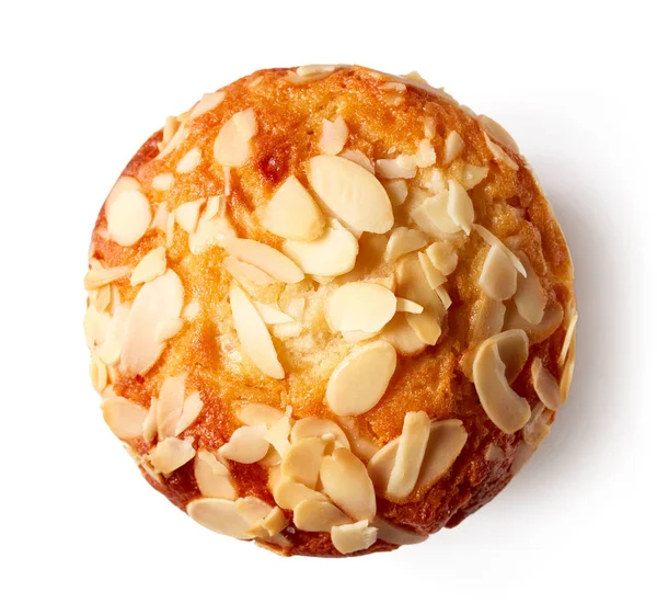 Muffin almond diisolasi pada putih, dari atas — Stok Foto