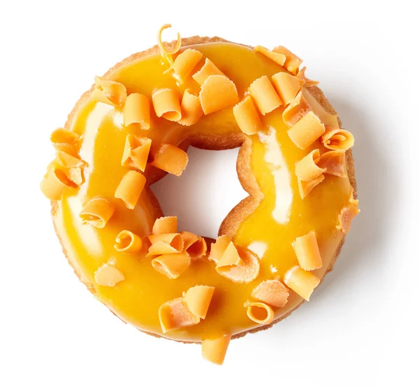 橙色甜甜圈从白色分离, 从上面 — 图库照片